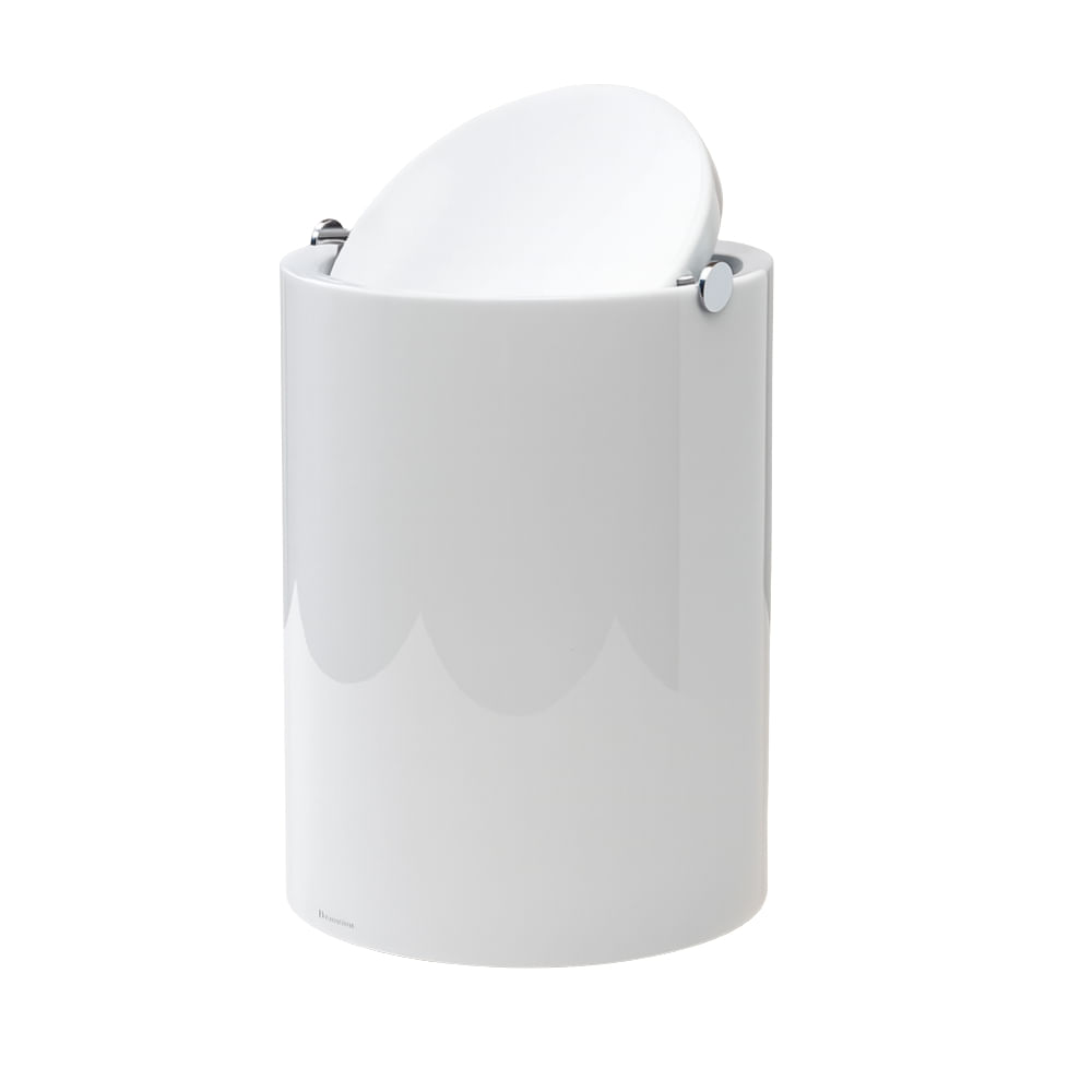 Lixeira Eixo Redonda Branco Banho Mais